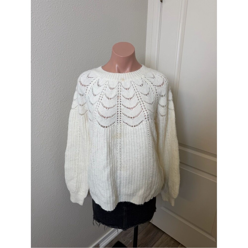 Joules Classic White Knit Pullover Sweater - Women's Crewneck Sz 8